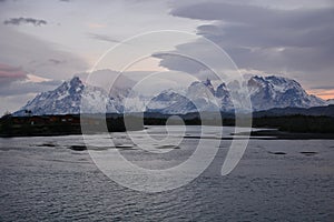 Clouds and glacier at Torres Del Paine in Patagonia Chile