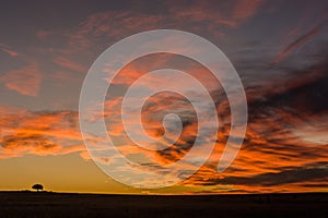 Clouds glowing red after sunset