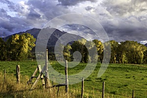 Clouds hanging over Mt Sopris on a fall day photo