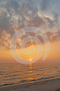 Clouds and Haze on a Lake Michigan Sunset