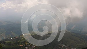 Clouds hovering over the vast tea fields in Lipton`s Seat