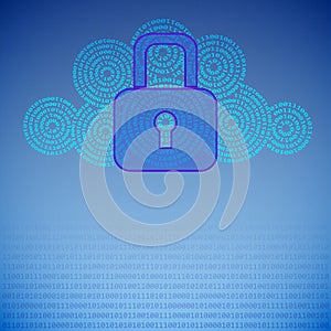 Clouds information security design with lock and binary code
