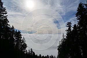 Clouds inversion from mountains. Slovakia