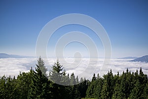 Clouds inversion from mountains. Slovakia