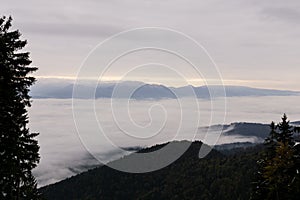 Clouds inversion from mountains. Slovakia