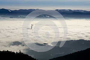 Clouds inversion from mountains. Slovakia