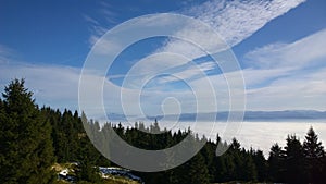 Clouds inversion from mountains. Slovakia