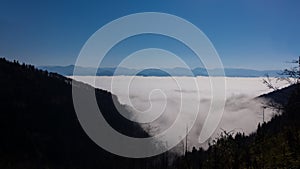 Clouds inversion from mountains. Slovakia