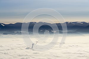 Clouds inversion from mountains. Slovakia