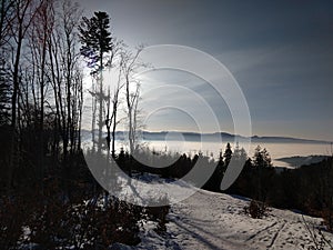 Clouds inversion from mountains. Slovakia