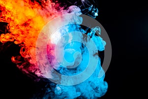 Clouds of colored smoke: blue, red, orange, pink; scrolling on a black background