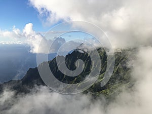 Clouds at Kalalau Lookout in Waimea Canyon on Kauai Island, Hawaii.