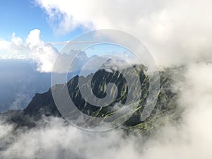 Clouds at Kalalau Lookout in Waimea Canyon on Kauai Island, Hawaii.