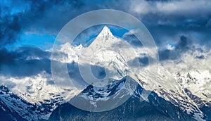 The clouds and Kawagebo peak in Deqin county Yunnan province