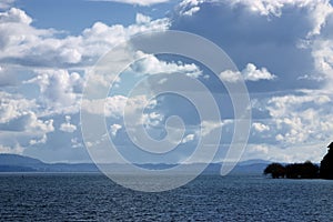 Clouds and lake