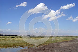 Clouds and the lake at Issyk Kul