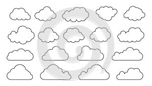 Clouds line art icon. Databases networking software image cloud and synoptics concept. Vector