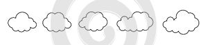 Clouds line art icon. Databases networking software image cloud and synoptics concept. Vector