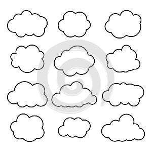 Clouds line art icon. Storage solution element, databases, networking, software image, cloud and meteorology concept