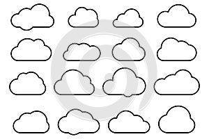 Clouds line art icon. Storage solution element, databases, networking, software image, cloud and meteorology concept. Vector line