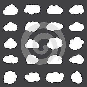 Clouds line art icons set