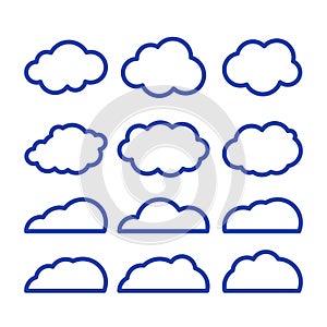 Clouds line art vector icon. Storage solution element, databases, networking, software image, cloud and meteorology concept.