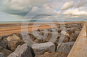 Clouds looming over an empty Camber Sands Beach