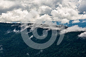 Clouds, mist, cover the mountain peaks, tropical rainforests, Thailand