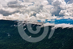 Clouds, mist, cover the mountain peaks, tropical rainforests, Thailand