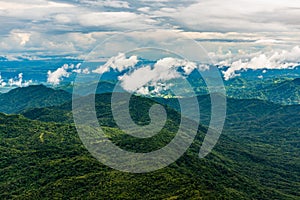 Clouds, mist, cover the mountain peaks, tropical rainforests, Thailand