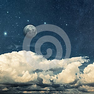 Clouds and moon