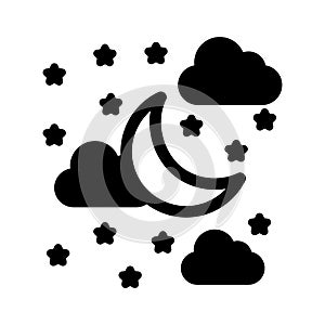 Clouds, moon, stars, shine fully editable vector icon