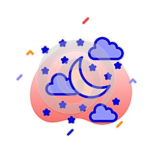 Clouds, moon, stars, shine fully editable vector icon