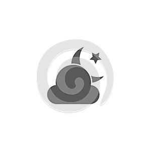 Clouds moon stars vector icon, isolated on white background