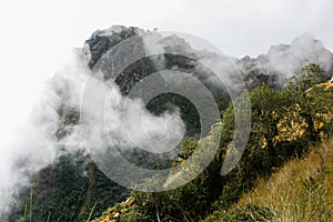 Clouds, mountains and the Inca Trail. Peru. South America.