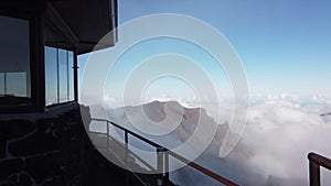 clouds moving across the landscape from the summit of haleakala in maui hawaii