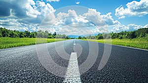 clouds moving over an empty countryside road.