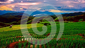 Clouds moving over the rice terrace fields at Pa Bong Piang village Chiang mai, thailand