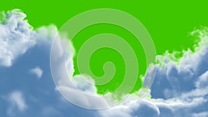 Clouds Opening and Closing on a Green Background, 3d Animation. Full HD