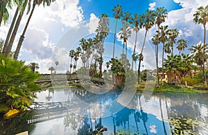 Clouds over Echo Park lake in Los Angeles