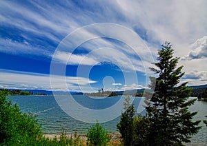 Clouds over Flathead Lake near Kalispell, Montana