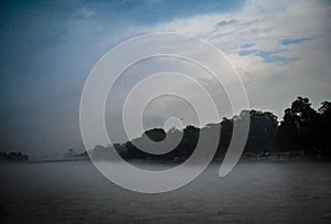 Clouds over the Ganga river in Haridwar India. Ganga river view with clouds