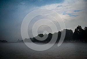 Clouds over the Ganga river in Haridwar India. Ganga river view with clouds photo