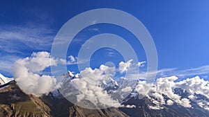 Clouds over glacier Inylchek. Kirgystan, central