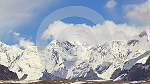 Clouds over glacier Inylchek. Kirgystan, central T