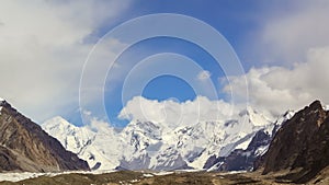 Clouds over glacier Inylchek. Kirgystan, central T