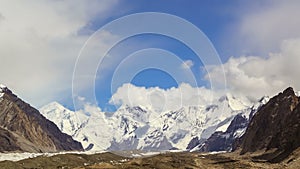 Clouds over glacier Inylchek. Kirgystan, central T