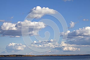 Clouds over a lake in Alberta, Canada