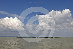 Clouds over the lake of Neusiedl in Austria, summertime