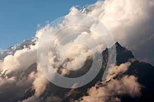 Clouds over the Langtang Lirung Peak photo